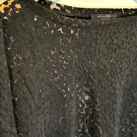 All Saints Black Semi-Sheer Long Sleeve Oversized Top size - XS - Picture 2 of 6